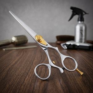 Ciseaux de coiffure professionnels en acier inoxydable à pointe affûtée pour droitiers, manche moyen - Product Image 2