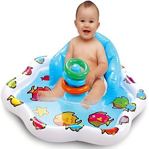 Bouée gonflable pour bébé avec auvent imprimé poisson, siège flottant pour nourrisson avec anneaux de jeu pour tout-petit - Product Image 1