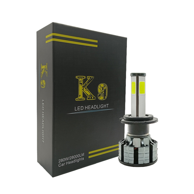 New Universal H4 4-Sides LED Projector Headlights for Car/Motorcycle Dual Color DRL with 6000K Temperature Power Spotlight