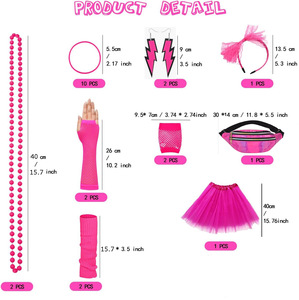 Kit de Costume Années <span class=keywords><strong>80</strong></span> pour <span class=keywords><strong>Femme</strong></span> : T-<span class=keywords><strong>shirt</strong></span>, Sac Banane, Leggings – Tenue Rétro pour Fête Cosplay en Polyester, Lavable en Machine - Product Image 5