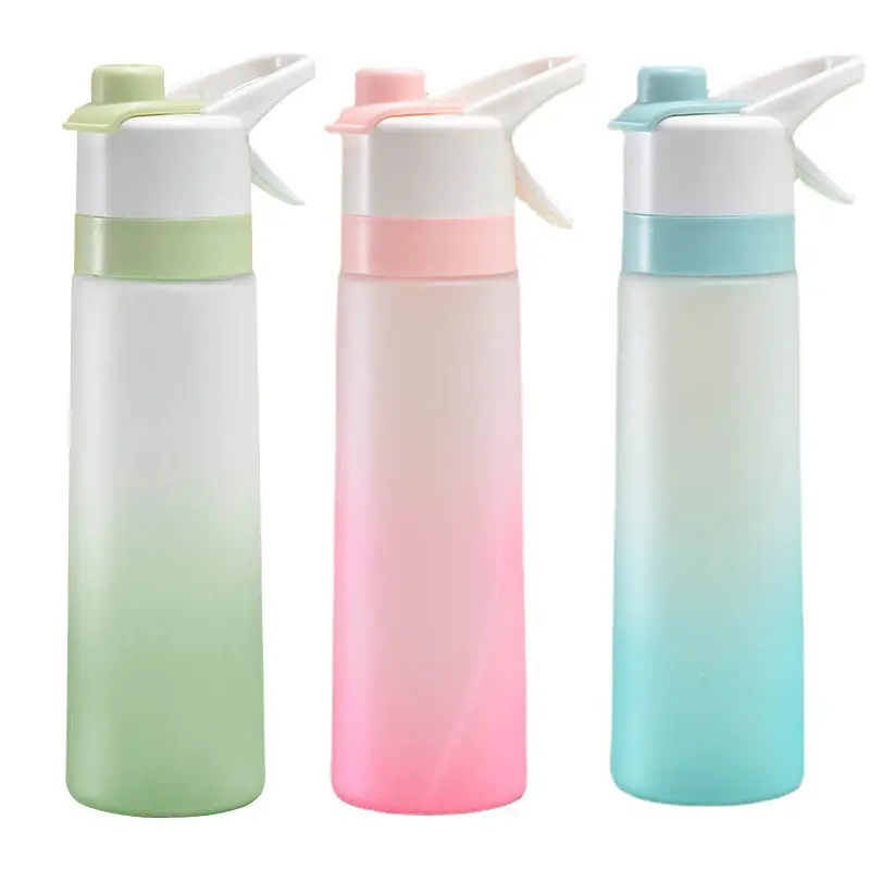 Venta caliente botella de agua colorida con cubierta de rebote escala de tiempo recordatorio taza esmerilada con pegatinas lindas termo vasos al aire libre
