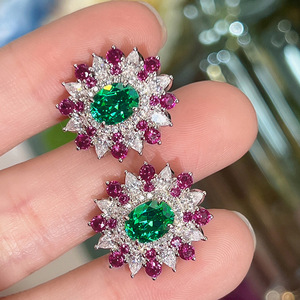 Orecchini a Perno Ovali Colorati con Motivo Floreale per Donne, Design Geometrico, Eleganti Accessori per l'Uso Quotidiano - Product Image 5