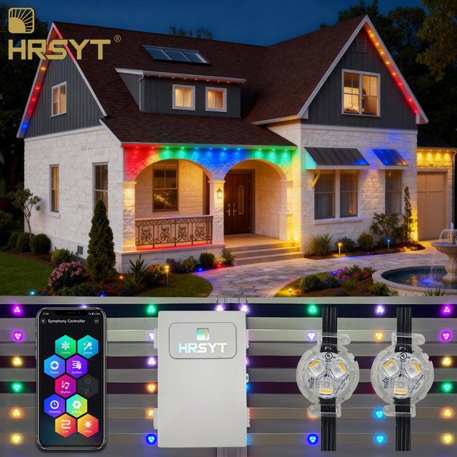 HRSYT Permanent Outdoor Eaves Light Smart Wifi App Controller Ucs2904 Ws2811 30mm 36v Led Smart Strip Point Lights
