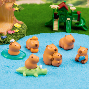 Miniatures de Capybara en Résine Mignonnes pour Décorations de Jardin, Petits Breloques Animaux de Dessin Animé, Ornements de Bureau, Accessoires DIY - Product Image 1