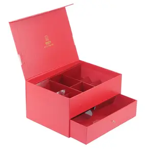定制2多层硬质结婚礼品抽屉礼品首饰盒，带硬纸板耳环项链包装