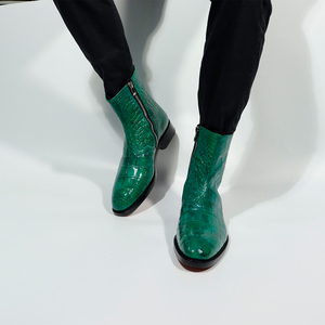 <span class=keywords><strong>Bottes</strong></span> Chelsea pour homme haut de gamme Goodyear Welt, cuir de crocodile véritable vert de luxe, <span class=keywords><strong>bottes</strong></span> à lacets à la cheville pour homme, fabrication artisanale, <span class=keywords><strong>bottes</strong></span> pour homme personnalisées - Product Image 5