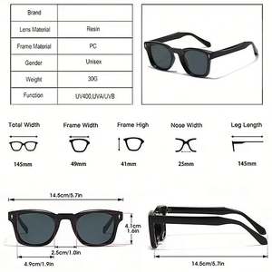 Lunettes de soleil rétro bleu-vert tendance 2025 avec logo personnalisé, protection UV400, rivets, monture carrée, pour hommes et femmes - Product Image 5