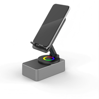 Soporte para Teléfono y Tablet de Escritorio, Rotación de 360°, Altavoz Inalámbrico 3 en 1, Batería de 1200mAh-2000mAh, Diseño de Plástico, Salida de 5-10W