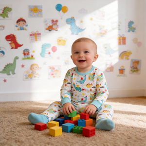 Petits ensembles personnalisés de vêtements pour bébés 2 pièces, pyjamas en <span class=keywords><strong>bambou</strong></span>, vêtements pour enfants, fabricants ODM OEM, fournisseurs - Product Image 1