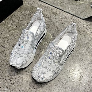 Zapatos de Mujer de Verano, de Encaje, Malla, Blancos, Casuales, con Plataforma Interna - Product Image 5