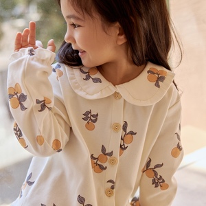 लड़की जैविक कपास कॉलर मुद्रित वसंत कार्डिगन पोशाक - Product Image 2