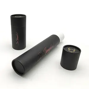 Custom Logo Printed Black Paper Tube Product Packaging Round Cylinder Box For Packiging