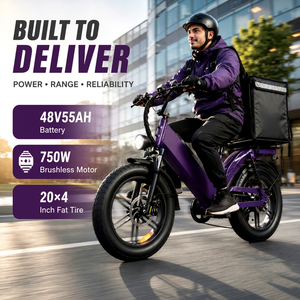 Bicicleta Eléctrica de Carga con Llantas Gruesas de 20 Pulgadas, Motor sin Escobillas de 48V 750W, Cuadro de Aluminio, Gran Autonomía, Alta Capacidad de Carga, Bicicleta Eléctrica para Reparto - Product Image 1