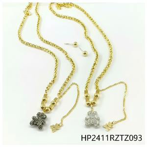 Ensemble de bijoux vintage bohème moderne et décontracté pour femmes finition mate plaqué or avec accessoires en zircon corail ensemble assorti - Product Image 1