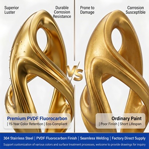 Escultura Abstracta de Cinta Fluida en Acero Inoxidable Pintado en Oro Personalizado para Interiores y Exteriores de Plazas de Lujo en el Sector Inmobiliario - Product Image 3
