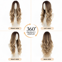 Perruque synthétique longue ondulée à racine foncée et blonde, effet vague d'eau, avec raie au milieu, en fibre résistante à la chaleur, sans colle, ligne de cheveux naturelle, Rose