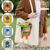 Sacs à bandoulière en toile de coton de style classique pour chat et chien, grande capacité 12 oz, avec bouton-pression pour petits animaux, pour les sorties