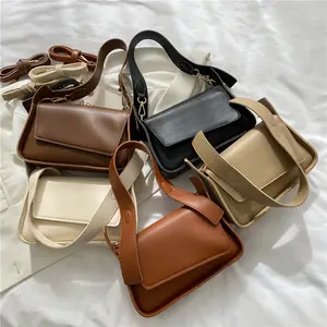 2024 Small Square Shoulder Bag Leather Pure Color Stylish Bags For Lady Girls Women Fashion Handbags Women Designer Bags