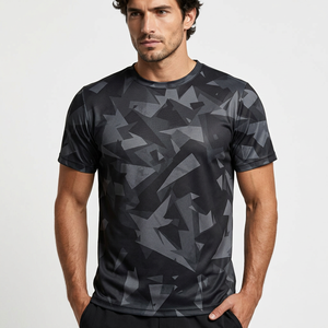 Wholesale Training <b>White</b> <b>Short</b> <b>Sleeve</b> Casual Print T-<b>Shirt</b> for <b>Men</b> Weight Lifting Gym 100% Polyester Breathable - Product Image 1