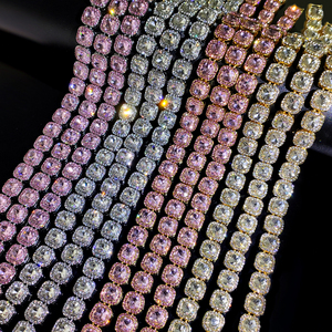 Kalung Berlian Kotak Hip Hop, Rantai Cuban Link Iced Out untuk Pria dan Wanita - Product Image 2