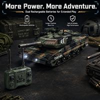Dwi Dowellin 1/24 RC Tank -2.4G Tank télécommandé avec rotation à 360° ° Tourne-disque rotatif, démonstration automatique, son, fumée et lumière
