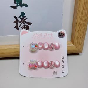 Faux ongles autocollants pour enfants, motif dessin animé, protection des doigts, 3-8 ans, manucure mignonne, réutilisables, vente en gros - Product Image 1
