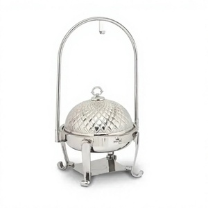 Calentador de buffet de plato de frotamiento redondo de acero inoxidable de alta calidad con tapa de cúpula colgante para catering y USO HOTELERO - Product Image 1