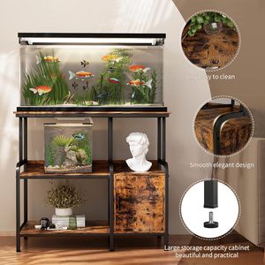 <span class=keywords><strong>ตู้</strong></span>ปลาสี่เหลี่ยมทรงแข็งแรงทนทาน สีดำ สแตนเลส สำหรับบ้าน/สำนักงาน พร้อมช่องเสียบปลั๊กไฟและ<span class=keywords><strong>ตู้</strong></span>เก็บของ สำหรับเต่าและสัตว์เลื้อยคลาน - Product Image 4