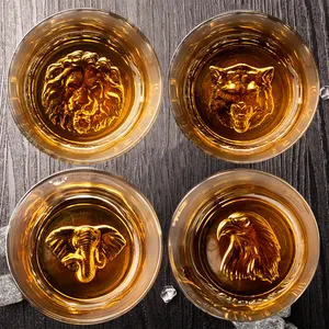 Groothandel 310Ml Bottom Custom Patroon Cup Van Lion Animal Ouderwetse Glas Bar Whiskyglazen Whiskey Glas Met Gratis sample