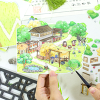 Kit d'autocollants PET OEM personnalisés 3D Kawaii pour scènes miniatures, maison de poupée DIY, boutique vintage, loft, maison, cuisine
