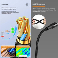 Câble de charge multifonction USB-C tressé en nylon haute densité 5-en-1 3A TYPE C PD câble de données mobiles à charge rapide