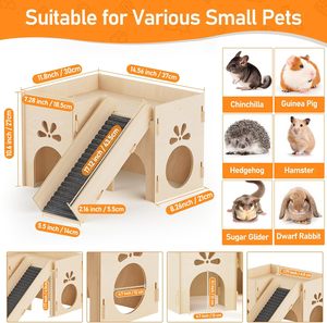 <span class=keywords><strong>Maison</strong></span> de Luxe Moderne Écologique en Bois de Grande Taille pour Petits Animaux : Lapins, Cochons d'Inde – Château, <span class=keywords><strong>Tour</strong></span> d'Escalade, Espace de Vie Hivernal - Product Image 3