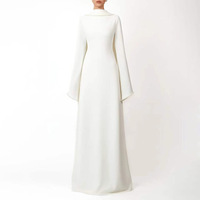 Abaya Maxi à Manches Cape et Bordure de Perles Personnalisée OEM ODM, Robe de Soirée Longue Drapée Moulante en Tissu Épais pour Femmes Musulmanes