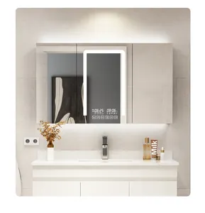 뜨거운 현대 유리 조리대 터치 센서 캐비닛 Led 디스플레이 랙 욕실 거울 빌라