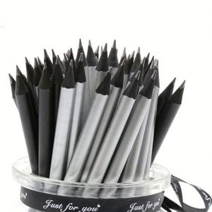 Lápices HB2 de Madera Negra Personalizados con Cuerpo Plateado, Dureza 2B, Diseño Redondo, Escolares, Ecológicos, Fáciles de Agarrar, con Impresión de su Propio Logotipo - Product Image 2