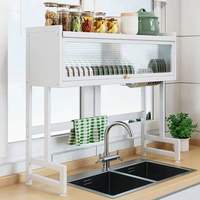 Rak Pengering Piring Dapur Logam Mewah Ringan Persegi Panjang Anti Debu Penyimpanan Mangkuk Piring Organizer Lemari Rumah Tangga Produsen