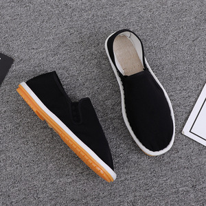 Black Men's Canvas <b>Shoes</b> Flat Heel Solid Color Breathable <b>Anti</b> <b>Slip</b> Wear Resistant On Foot Casual <b>Shoes</b> - Product Image 3
