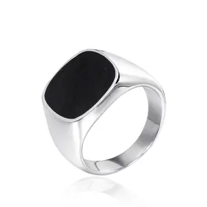 تصميم جديد أوروبي مخصص خاتم من بلاتينيوم مطلي بزيت أسود خافض للزيت على شكل حلقة من دون إطار من دون إطار من دون إطار على شكل حرف v