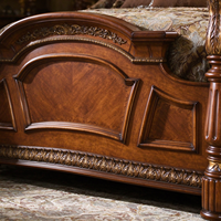 Ensemble de meubles de chambre à coucher antiques, lit king size de luxe, cadre de lit en bois massif, tête de lit sculptée en bois, meubles classiques américains