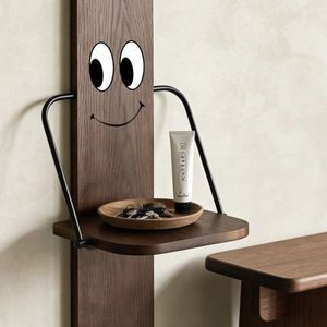 Solid Wood <b>Wall</b> <b>Mounted</b> <b>Shelf</b> Walnut Black Nordic Style Storage For Bedroom Living Room Entryway Single <b>Shelf</b> - Product Image 4