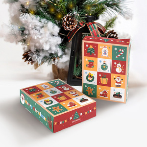 Boîte cadeau de Noël créative et amusante pour l'Avent, avec 12 compartiments, en papier perforé DIY, mélange de couleurs métalliques, pour célébrations festives de Noël - Product Image 2