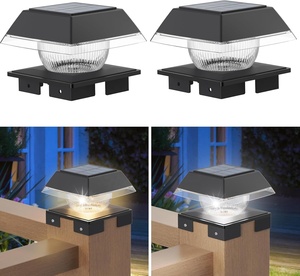 Lampes solaires pour poteaux, étanches IP65, bicolores, réglables, 12 LED, rechargeables, angle de faisceau 360°, pour extérieur, jardin, poteaux en bois - Product Image 1