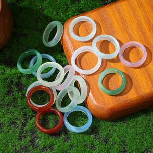 Anillos <span class=keywords><strong>de</strong></span> ágata natural, <span class=keywords><strong>jade</strong></span> y calcedonia, joyería al por mayor, artículos para llevar en la mano - Product Image 2