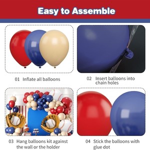Kit de guirlande de ballons de baseball rouge et bleu marine avec ballons en aluminium en forme de gant de baseball pour la décoration de fête de 1er anniversaire de garçons débutants - Product Image 4