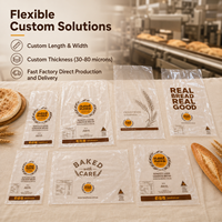 Sacs à pain en plastique polyéthylène transparent de qualité alimentaire, imprimés sur mesure, à ouverture supérieure, pour l'emballage de pain frais, de pain de mie et de pain au levain