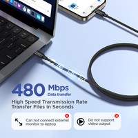 Kabel USB C PD 60W OEM ODM, Transfer Data 480Mbps, Jalinan Nilon, Kompatibel dengan iPhone 16 15 Samsung MacBook Dell
