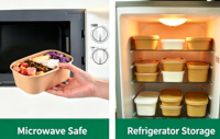 Groothandel wegwerp vierkante en ronde modieuze kraftpapieren fruitkommen, groentesaladeschalen, voor thuisgebruik, niet-wasbaar.