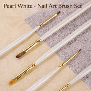 Pinceau de nail art personnalisé en gros, liner ovale à poils en nylon blanc nacré, manche métallique résistant à l'usure, outil de manucure multifonctionnel - Product Image 2