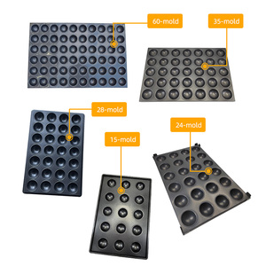 Plaque de cuisson industrielle en acier aluminisé, 60 moules demi-sphériques individuels pour friandises sphériques - Product Image 6