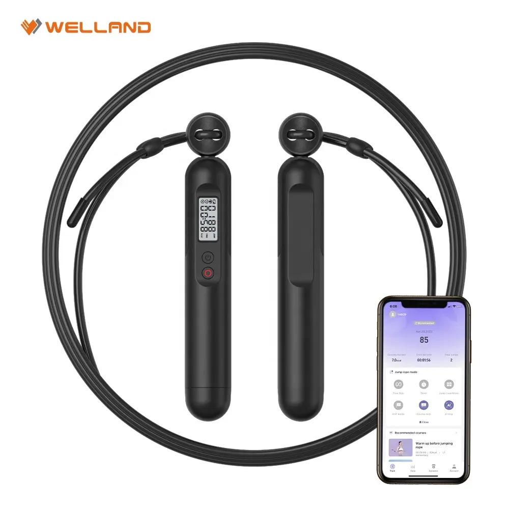 Welland Custom Logo Profissional Peso Inteligente Skip Jump Rope Counter Speed Digital Skip Rope Ajustável Cordless Skipping Rope